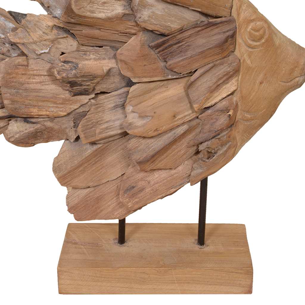 fiskeskulptur i teaktræ 40x12x57 cm