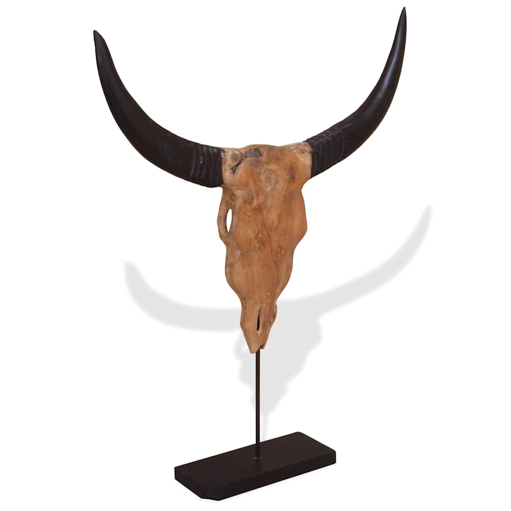 tyrekranieskulptur i teak 66x15x88 cm