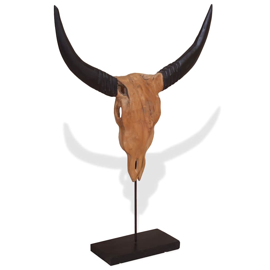 tyrekranieskulptur i teak 66x15x88 cm