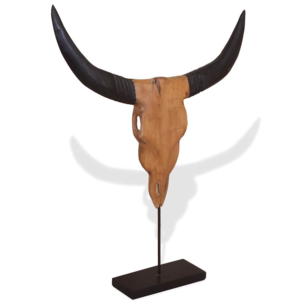 tyrekranieskulptur i teak 66x15x88 cm