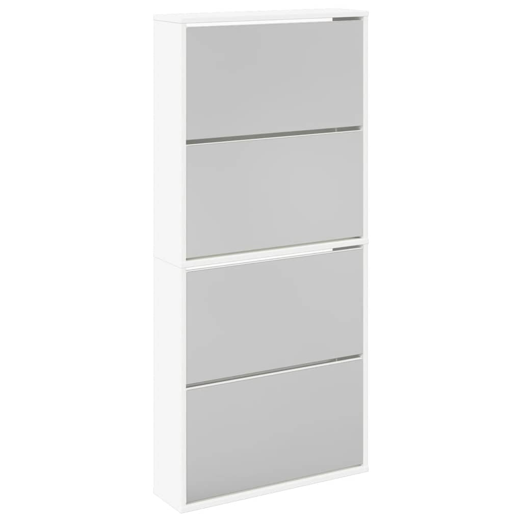 skoskab 4 hylder med spejl 63x17x134 cm hvid