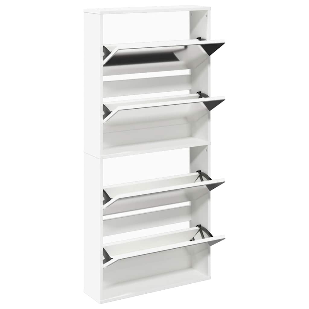 skoskab 4 hylder med spejl 63x17x134 cm hvid