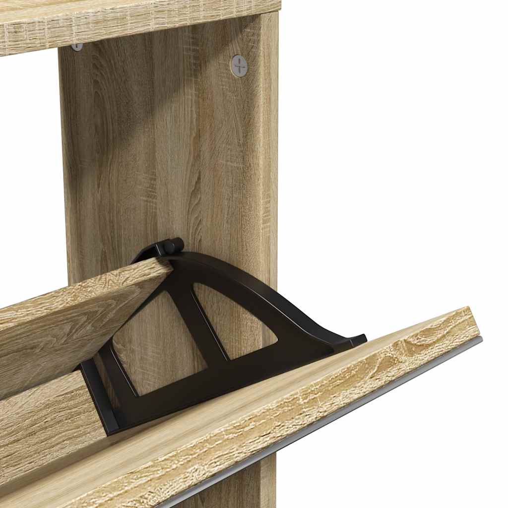 skoskab 5 hylder med spejl 63x17x169,5 cm egetræsfarvet
