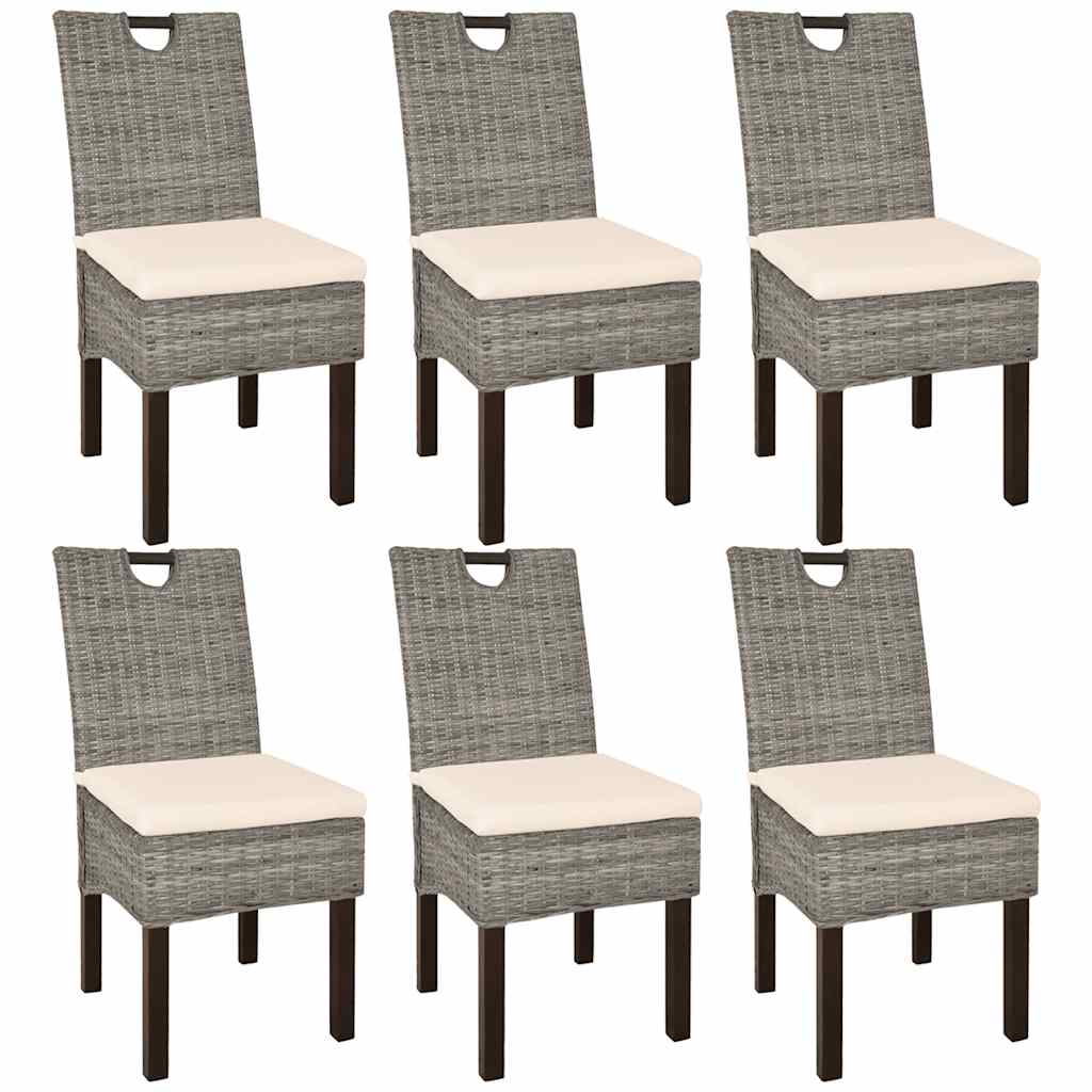 spisebordsstole 6 stk. Kubu-rattan mangotræ