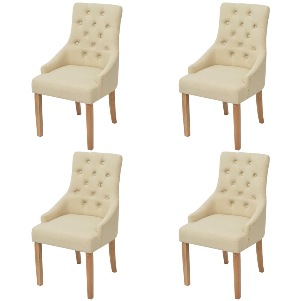 spisebordsstole 4 stk. stof cremefarvet