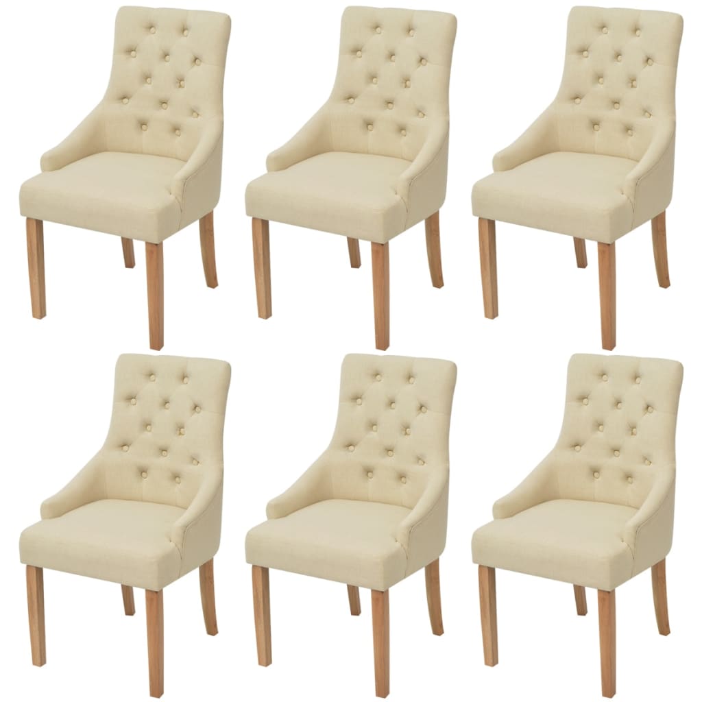 spisebordsstole 6 stk. stof cremefarvet
