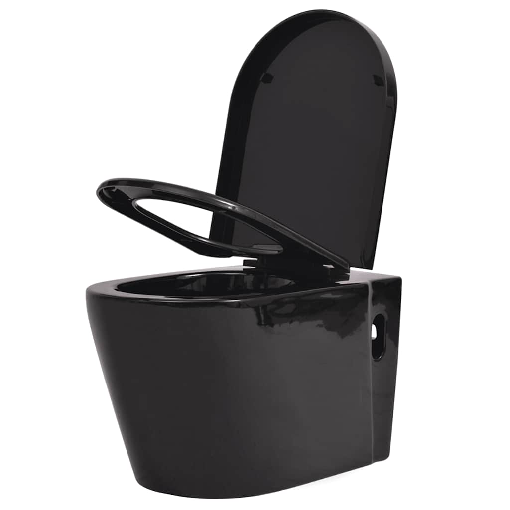 væghængt toilet med skjult cisterne keramisk sort