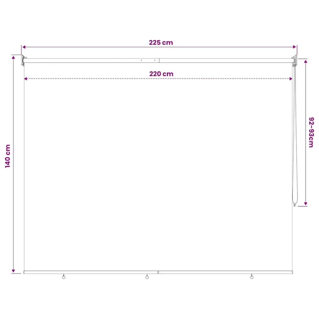 udendørs rullegardin 225 (B) x 140 (H) cm cremefarvet