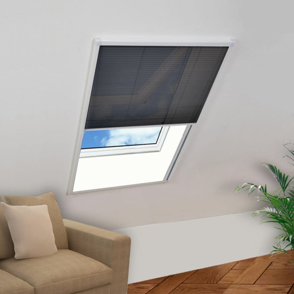 plisseret insektnet til vinduer aluminium 80 x 120 cm