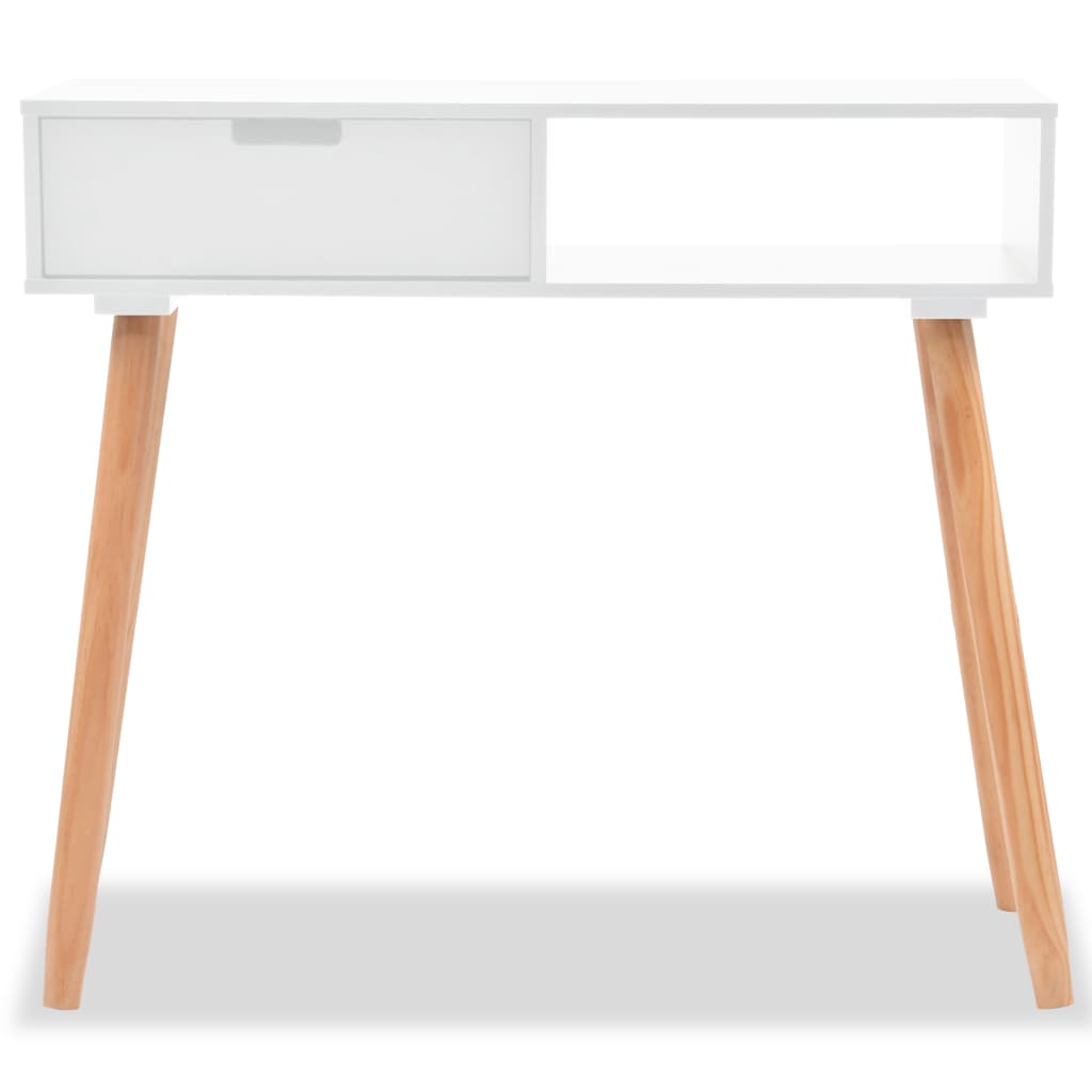 konsolbord massivt fyrretræ 80 x 30 x 72 cm hvid