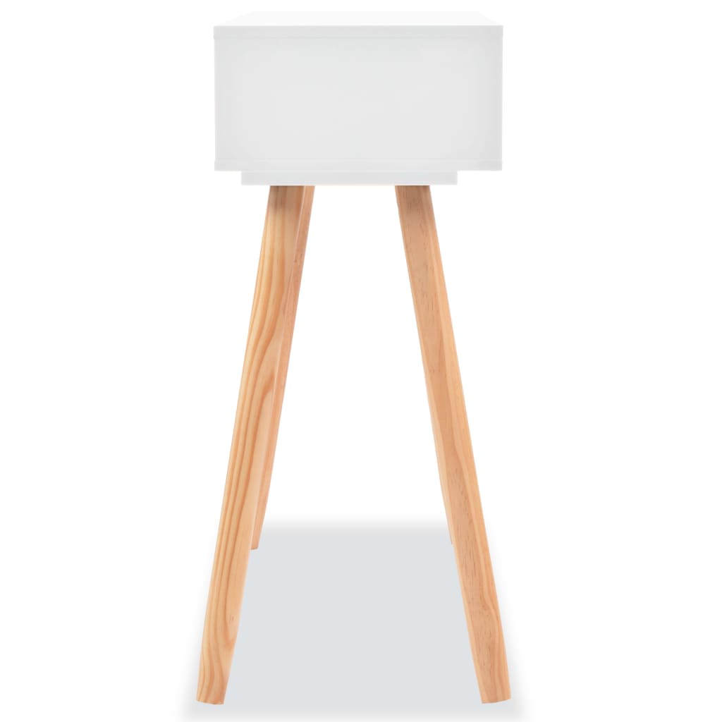 konsolbord massivt fyrretræ 80 x 30 x 72 cm hvid