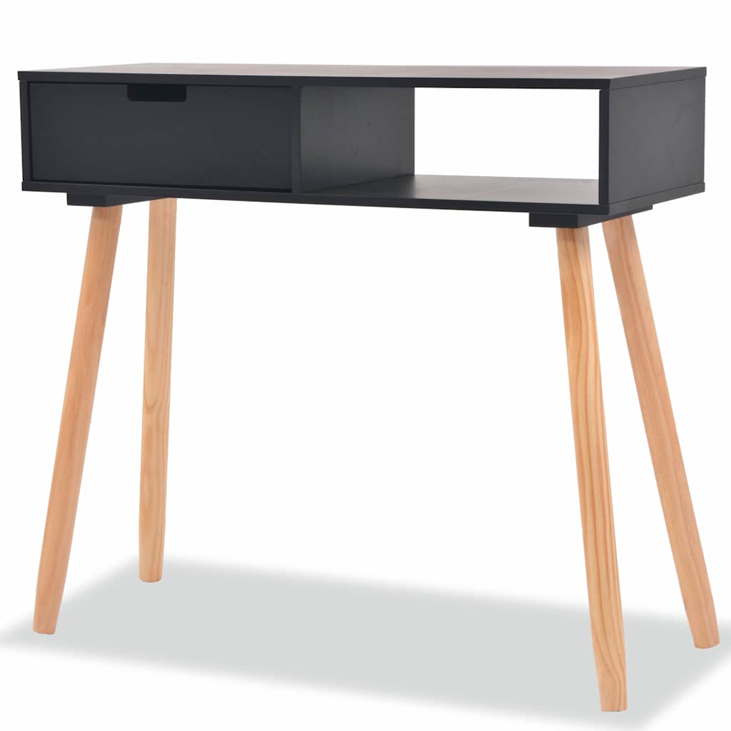 konsolbord massivt fyrretræ 80 x 30 x 72 cm sort