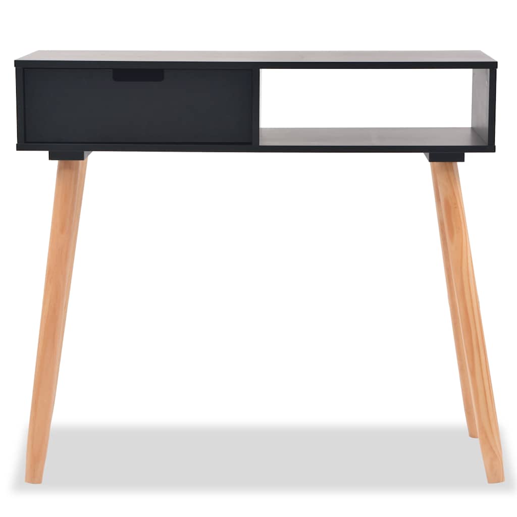 konsolbord massivt fyrretræ 80 x 30 x 72 cm sort