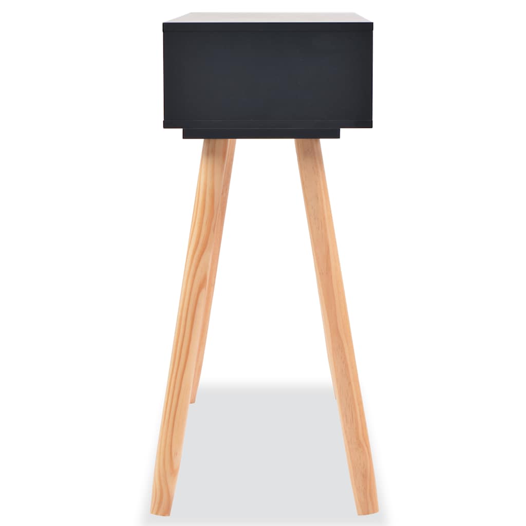 konsolbord massivt fyrretræ 80 x 30 x 72 cm sort