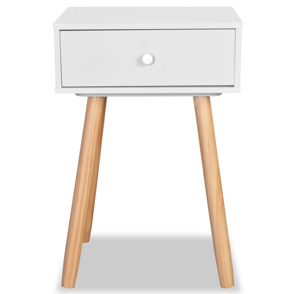 sengebord 2 stk. massivt fyretræ 40 x 30 x 61 cm hvid