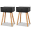 sengebord 2 stk. massivt fyrretræ 40 x 30 x 61 cm sort