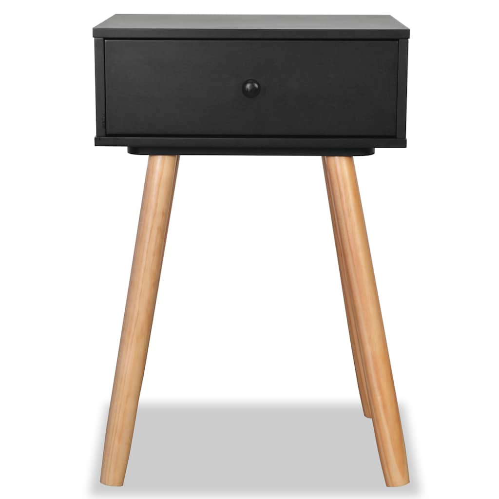 sengebord 2 stk. massivt fyrretræ 40 x 30 x 61 cm sort