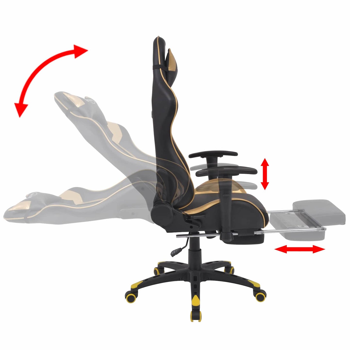 Gaming Stol Guld 70 x 71 x 136 cm Kunstlæder