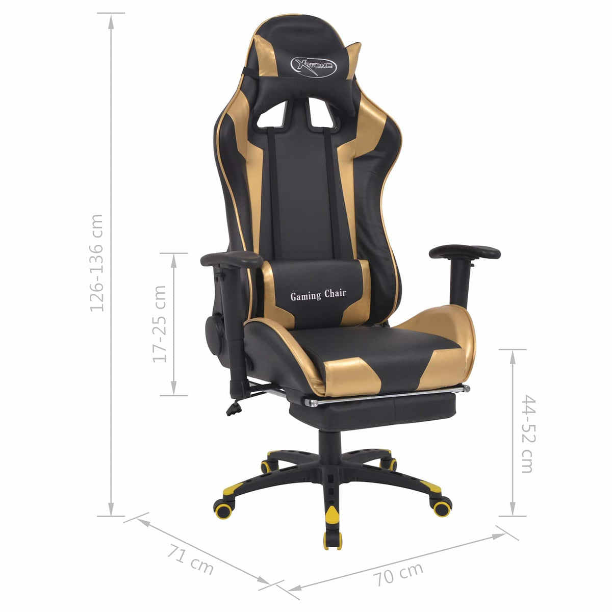 Gaming Stol Guld 70 x 71 x 136 cm Kunstlæder