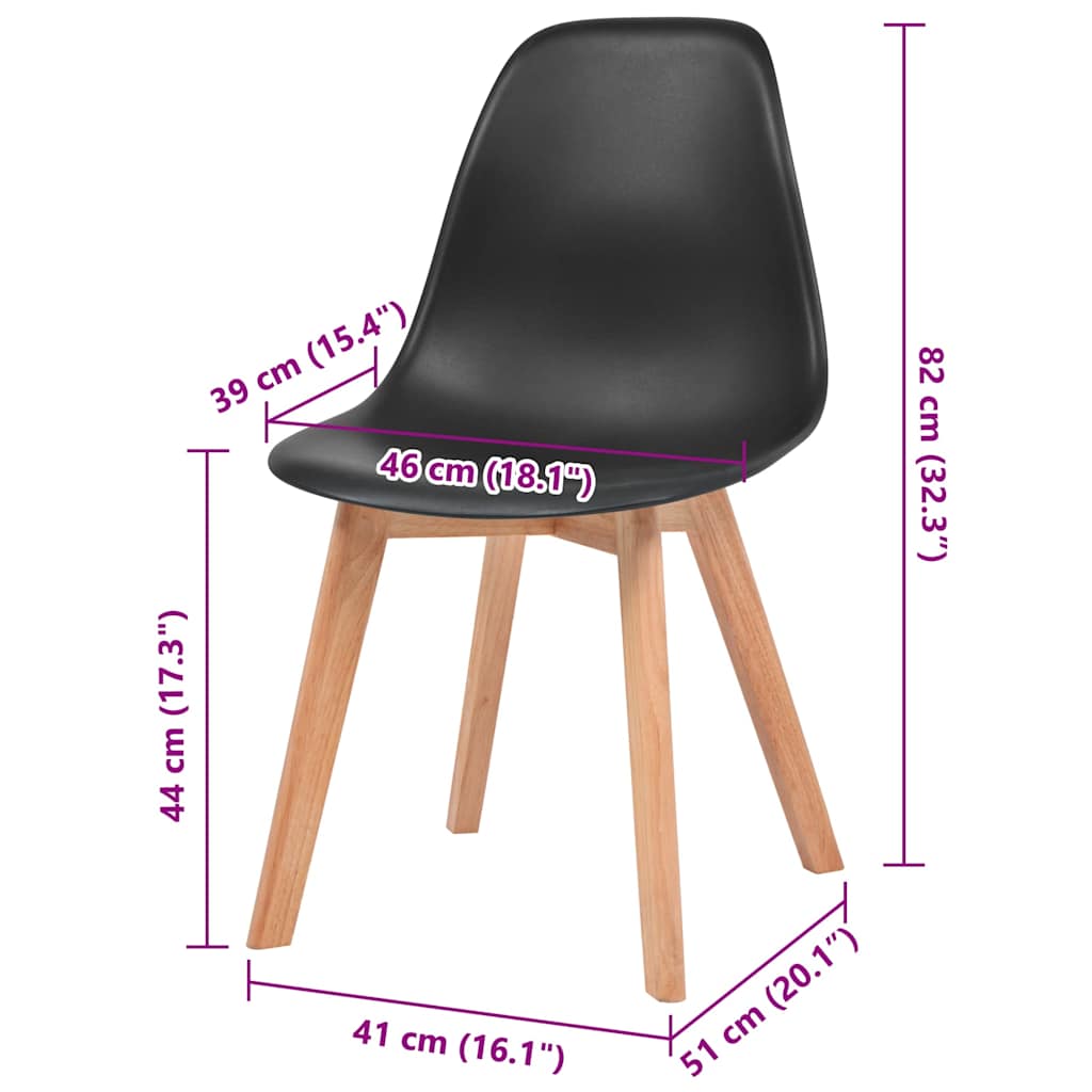 spisebordsstole 4 stk. plastik sort