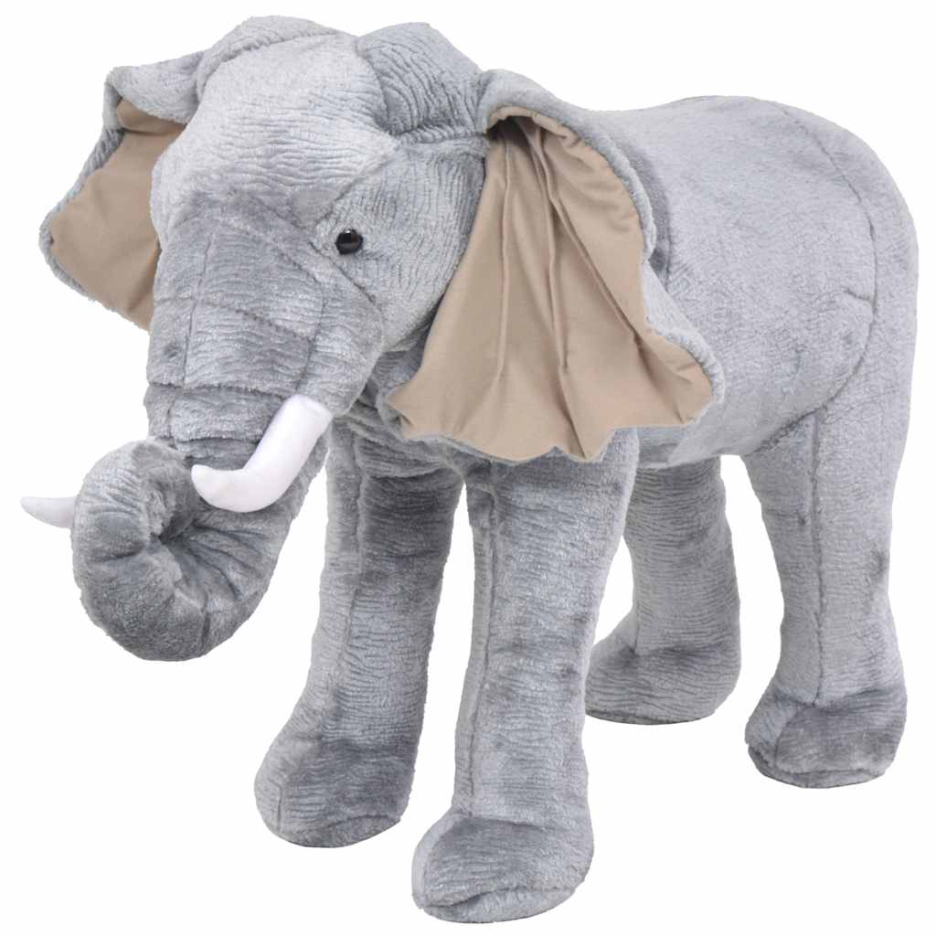 stående tøjdyr elefant plysstof XXL grå