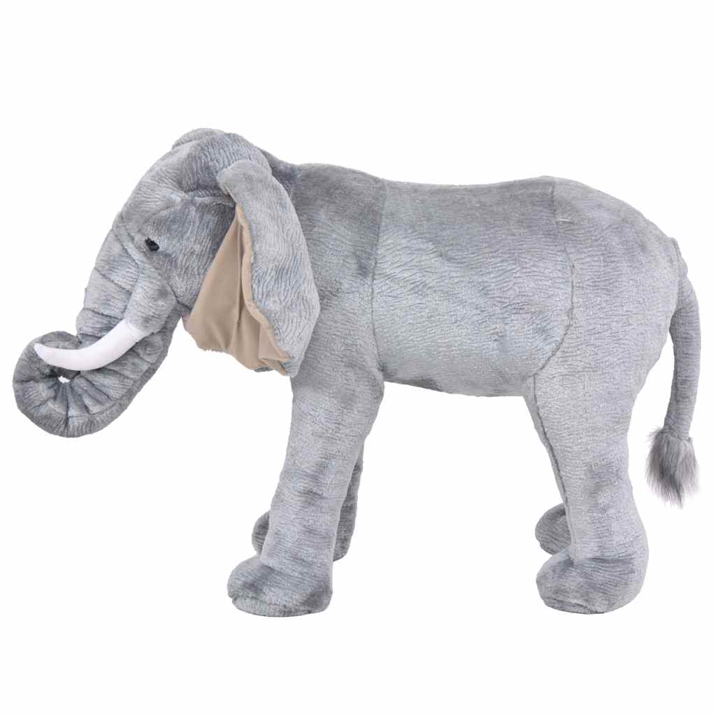 stående tøjdyr elefant plysstof XXL grå