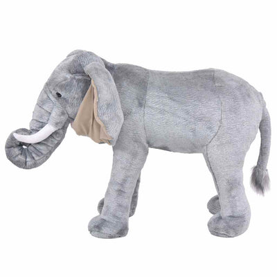 stående tøjdyr elefant plysstof XXL grå