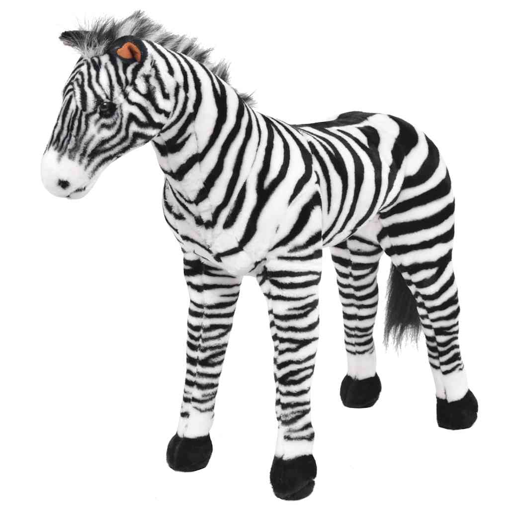 stående tøjdyr zebra plysstof XXL sort og hvid