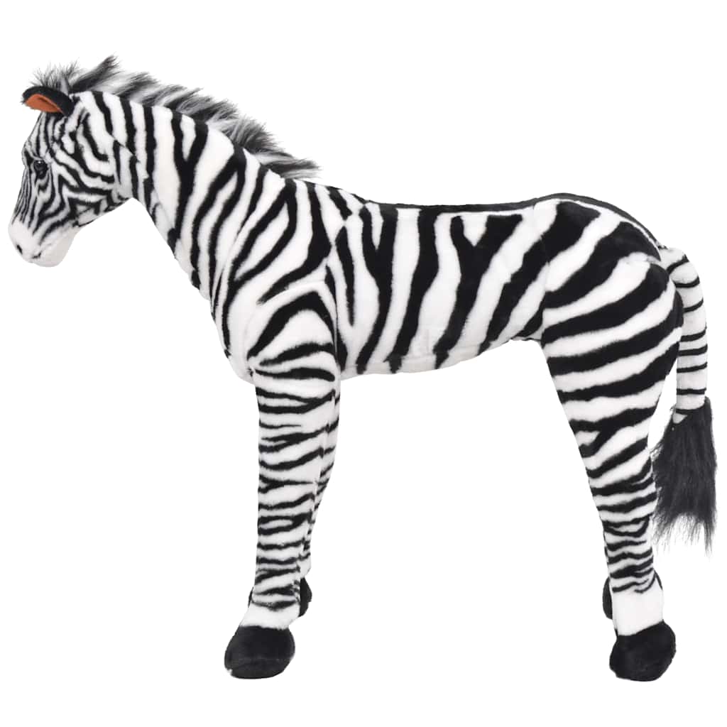 stående tøjdyr zebra plysstof XXL sort og hvid