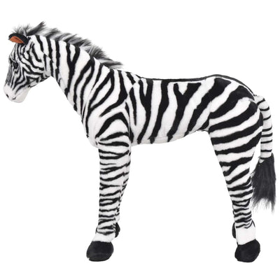 stående tøjdyr zebra plysstof XXL sort og hvid