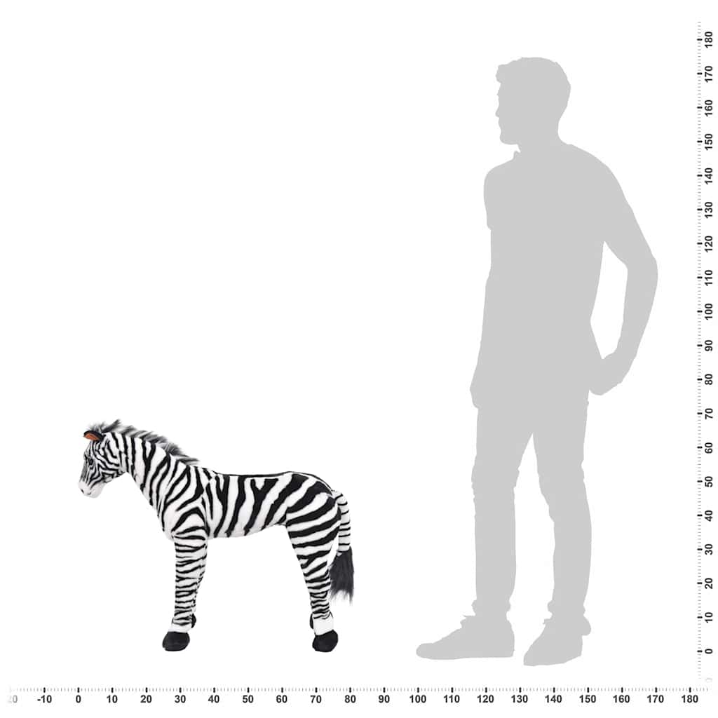 stående tøjdyr zebra plysstof XXL sort og hvid