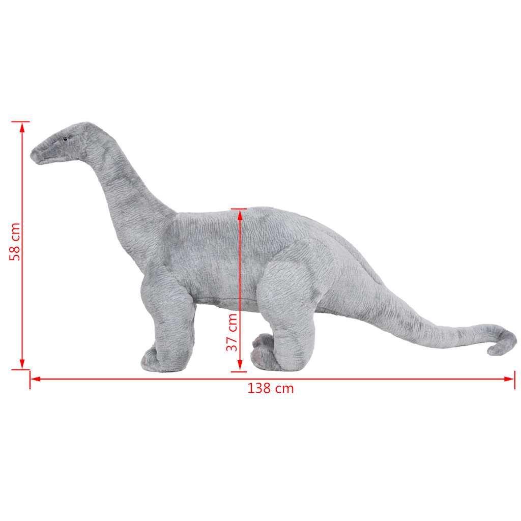stående tøjdyr brachiosaurus plysstof XXL grå