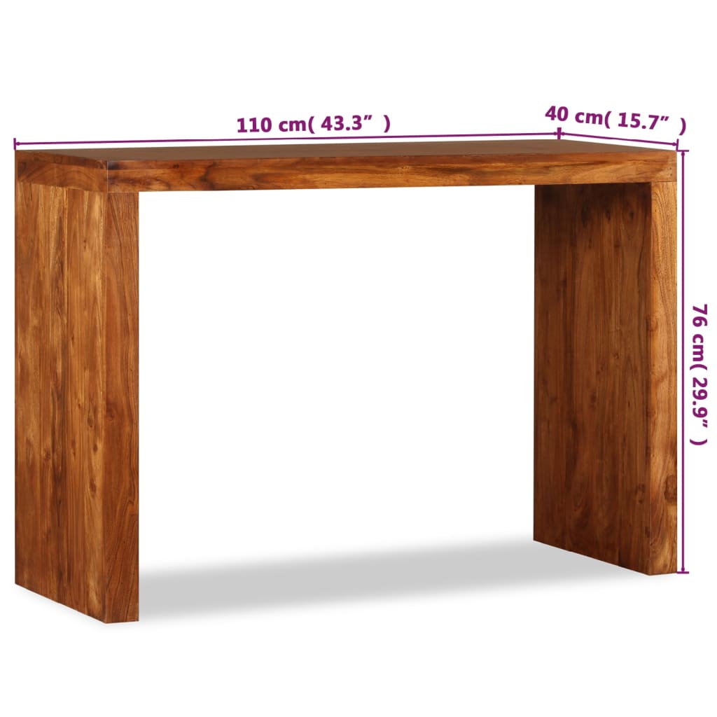 konsolbord 110x40x76 cm massivt træ honningfarvet finish