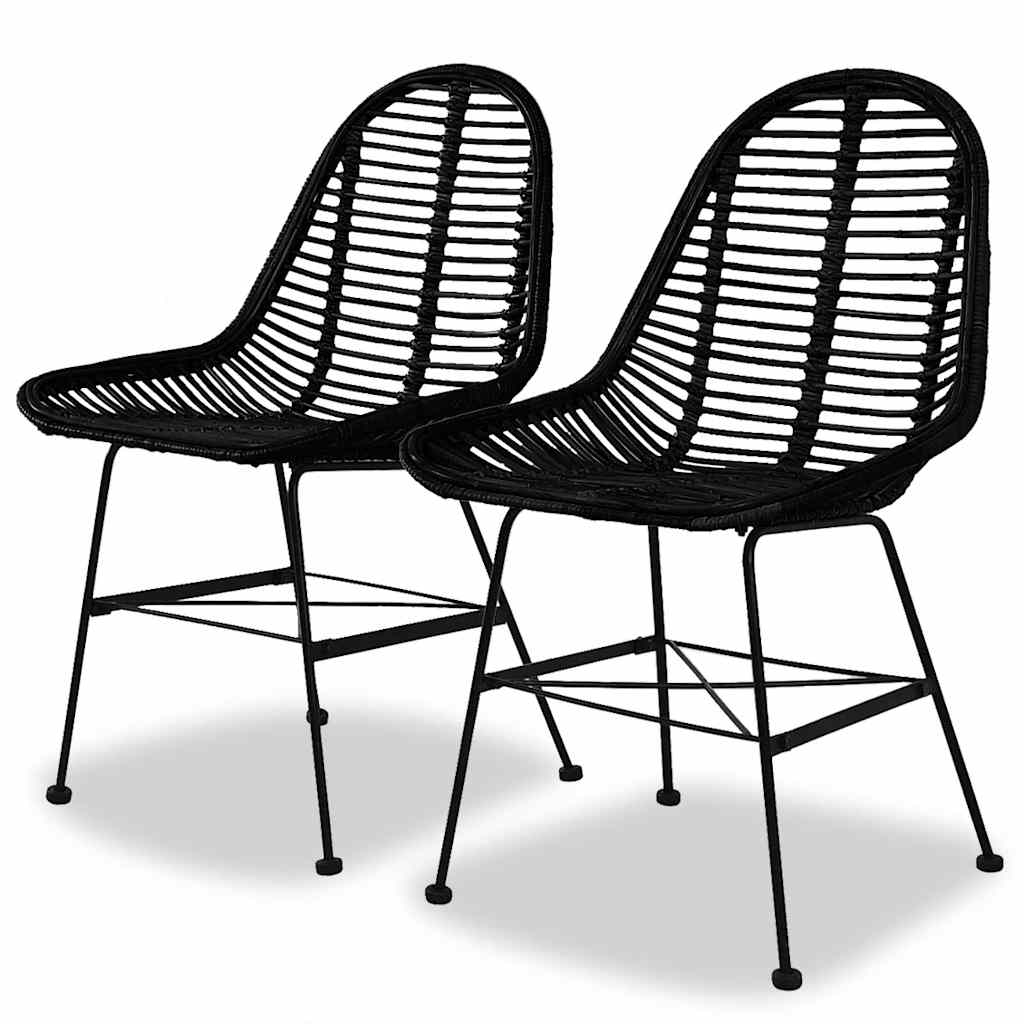 spisebordsstole 2 stk. naturligt rattan sort