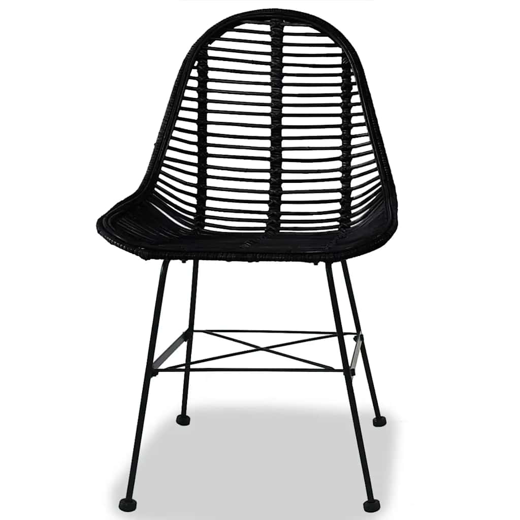 spisebordsstole 2 stk. naturligt rattan sort