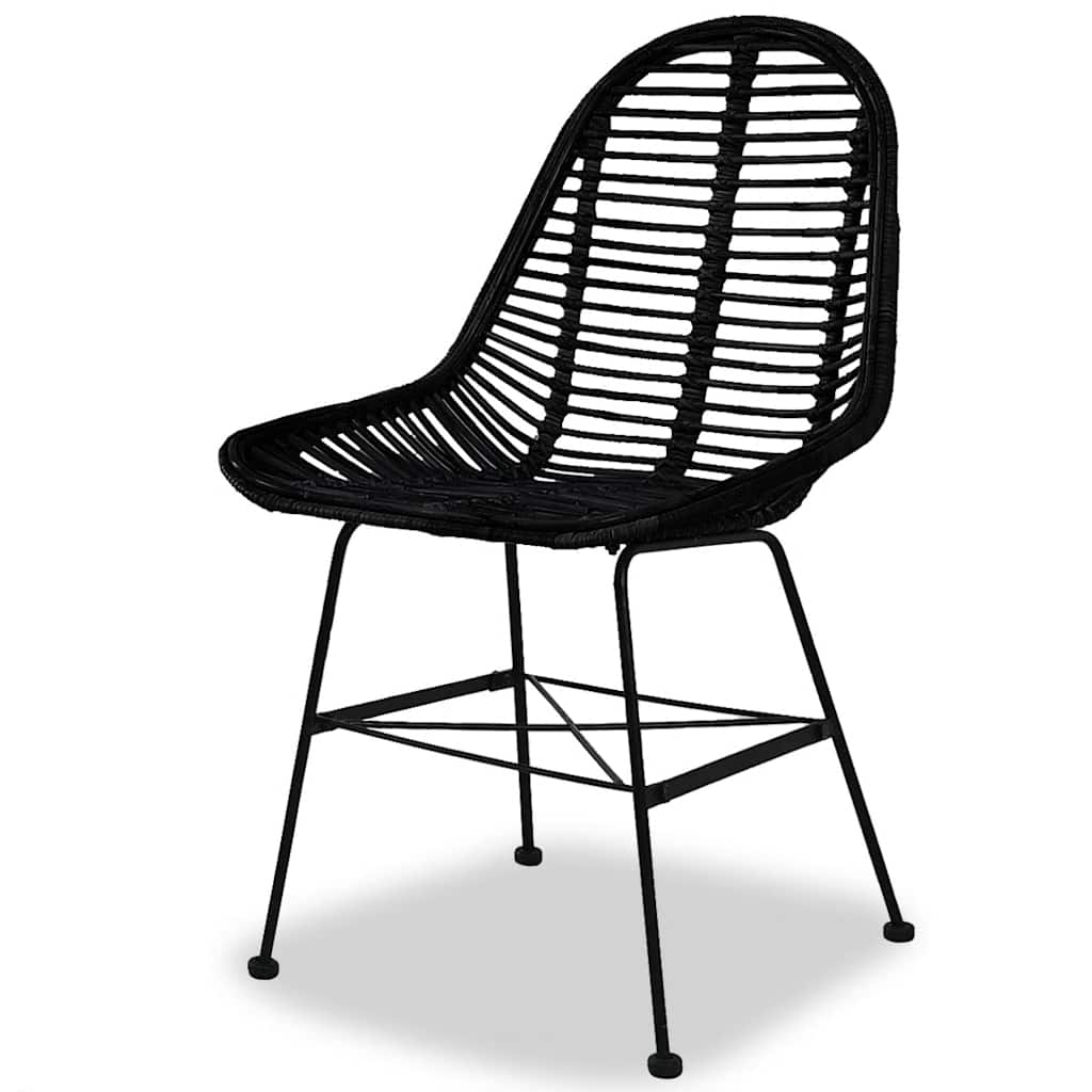 spisebordsstole 2 stk. naturligt rattan sort