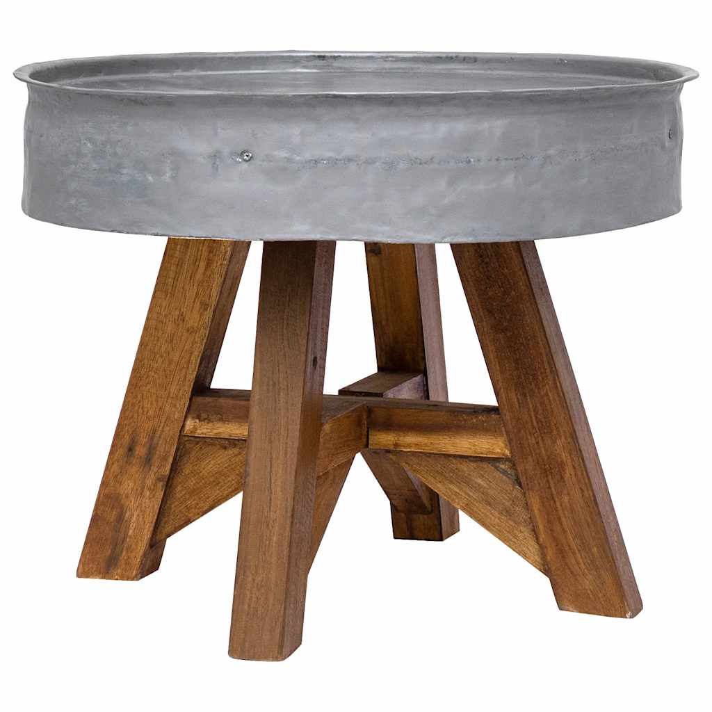 sofabord 60x45 cm blandet genbrugstræ sølvfarvet