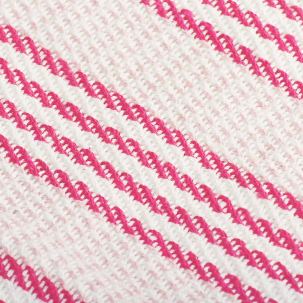 plaid 125x150 cm bomuld stribet lyserød og hvid