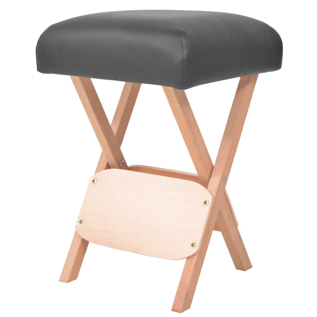 foldbar massagestol 12 cm tykt sæde 2 bolsterpuder sort