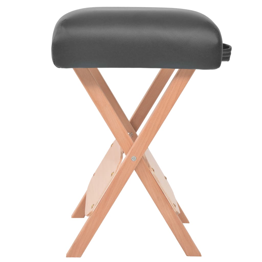 foldbar massagestol 12 cm tykt sæde 2 bolsterpuder sort