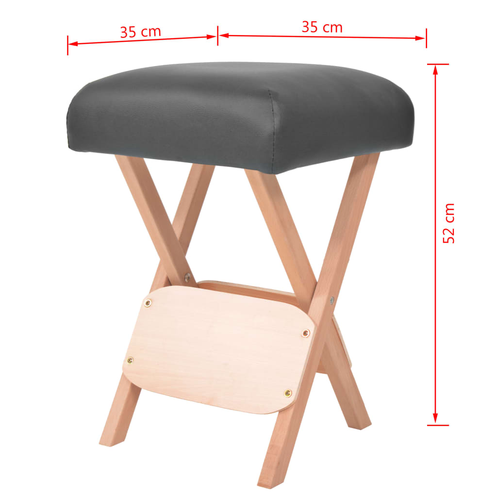 foldbar massagestol 12 cm tykt sæde 2 bolsterpuder sort