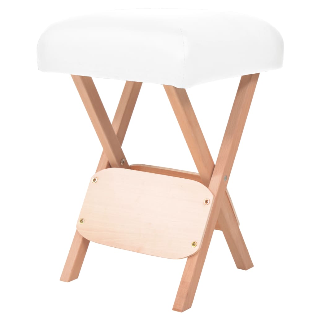 foldbar massageskammel 12 cm tykt sæde hvid