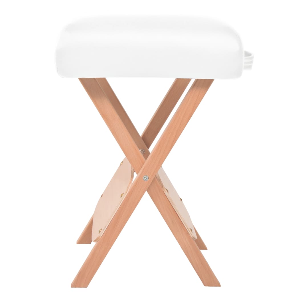 foldbar massageskammel 12 cm tykt sæde hvid