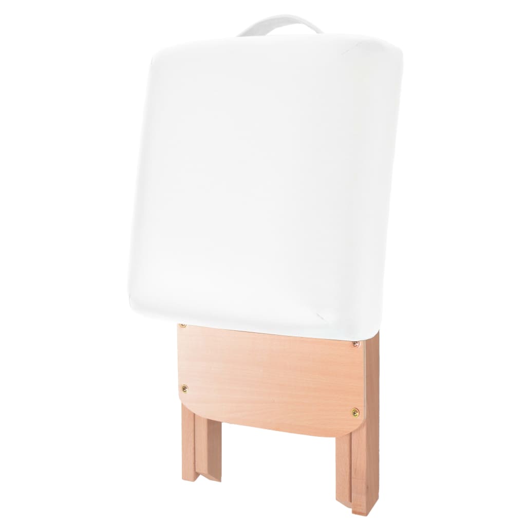 foldbar massageskammel 12 cm tykt sæde hvid