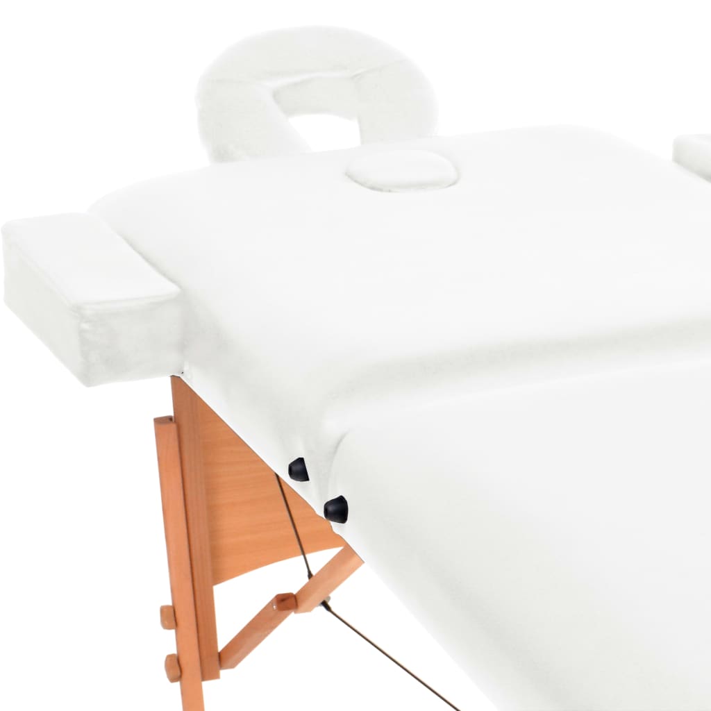 sammenfoldeligt massagebord 2 zoner 10 cm tyk hynde hvid