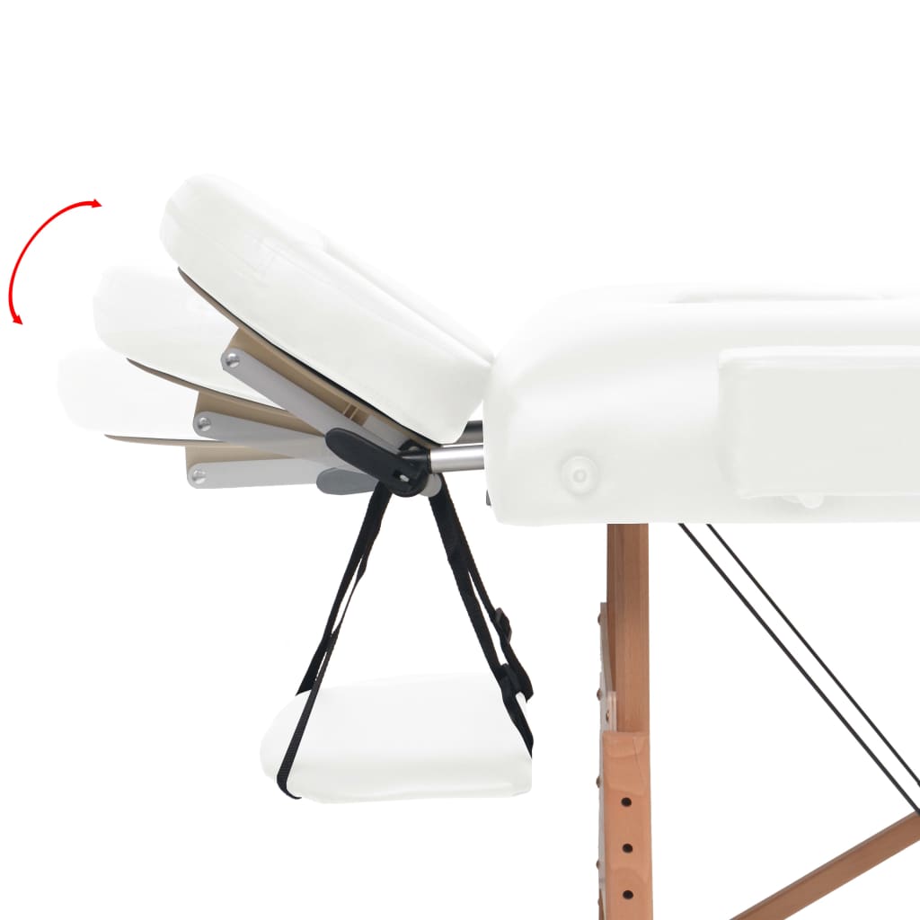 sammenfoldeligt massagebord 2 zoner 10 cm tyk hynde hvid