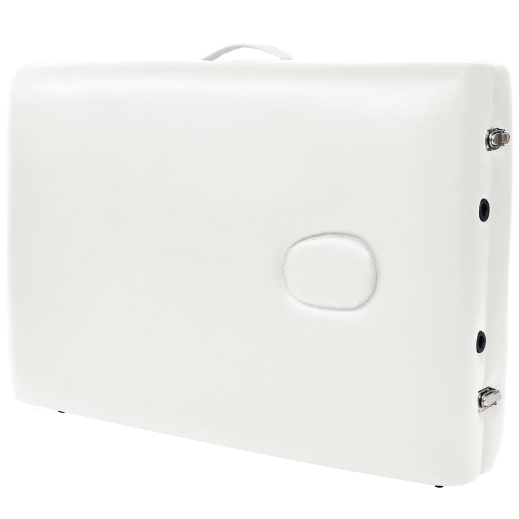 sammenfoldeligt massagebord 2 zoner 10 cm tyk hynde hvid