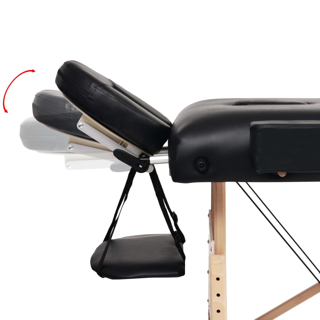 sammenfoldeligt massagebord 2 zoner 10 cm tyk hynde sort