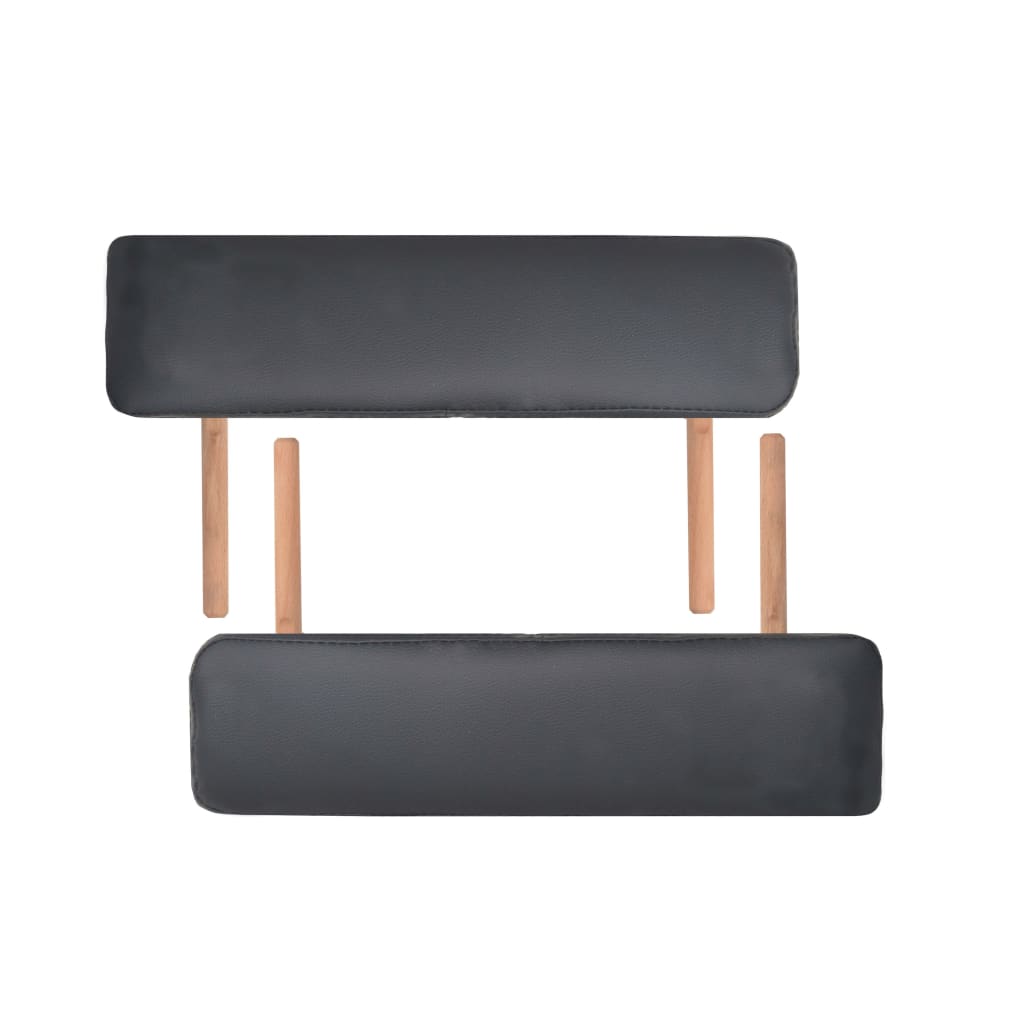 sammenfoldeligt massagebord 2 zoner 10 cm tyk hynde sort
