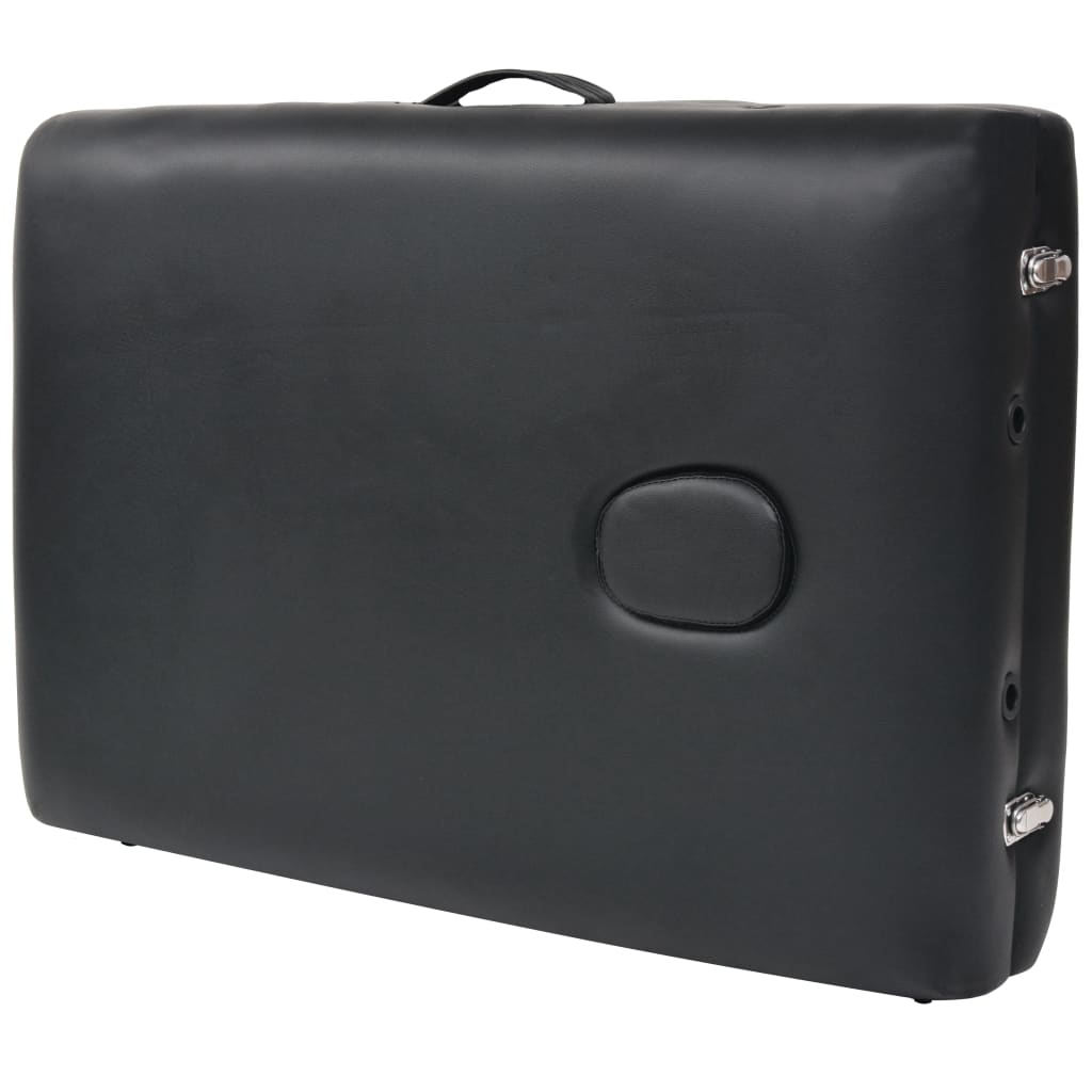 sammenfoldeligt massagebord 2 zoner 10 cm tyk hynde sort
